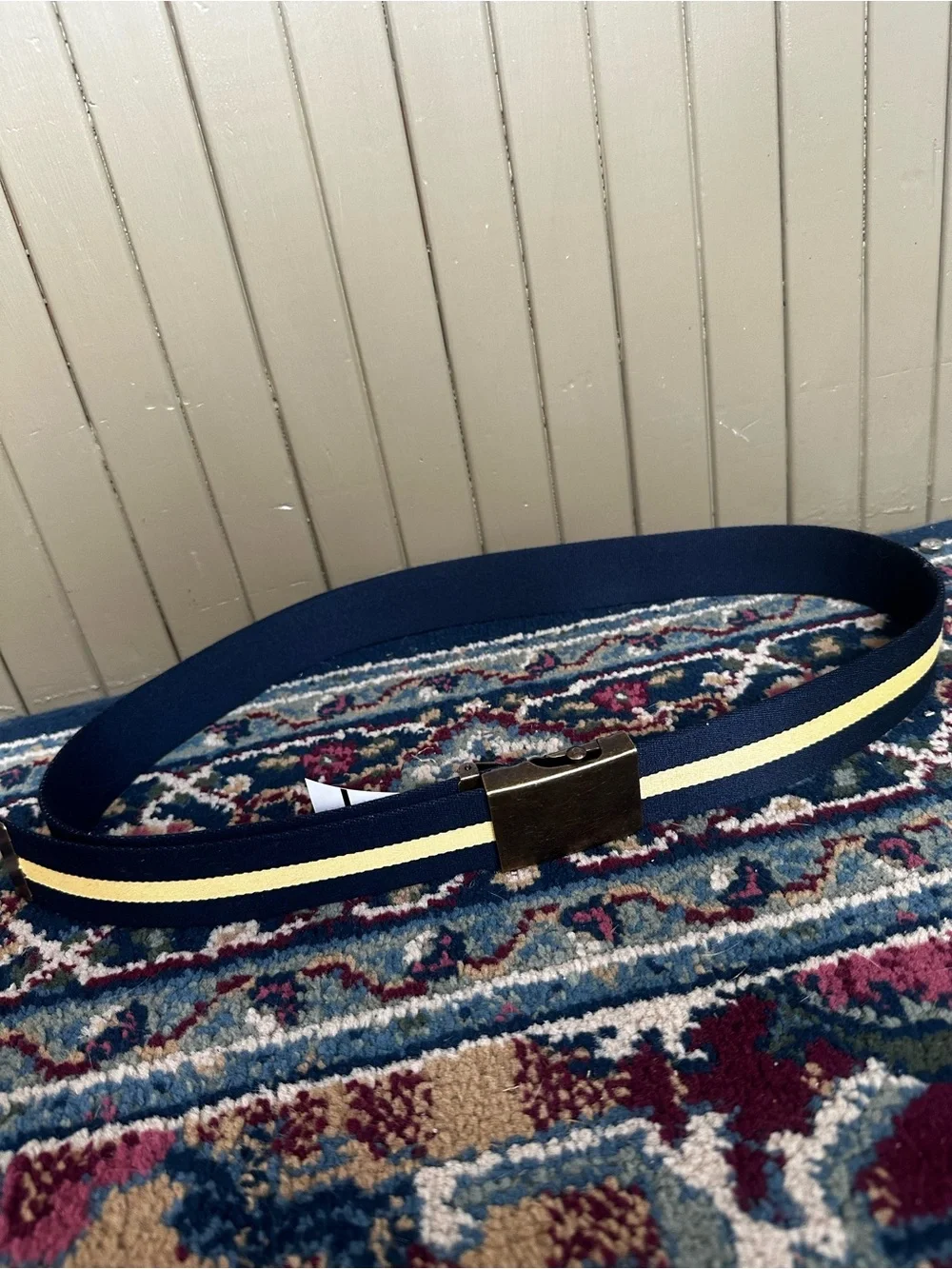 L.L. Bean Web Belt Vintage NWOT Nautical Yellow Navy